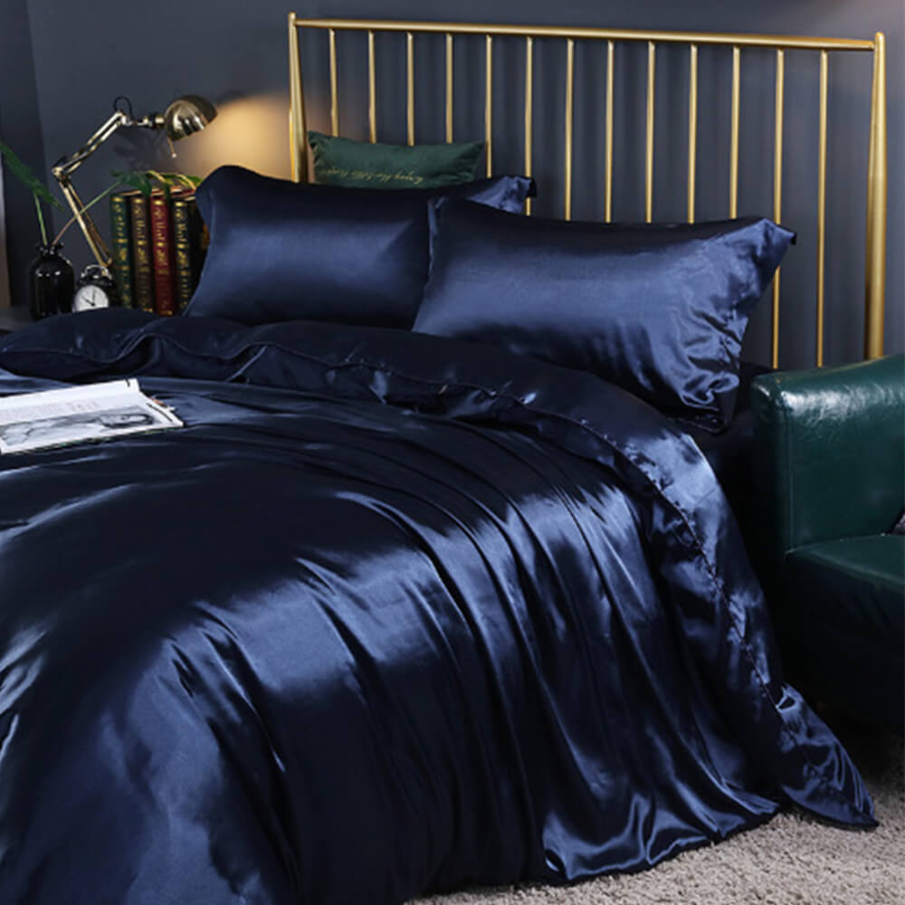 Parure de draps de lit en satin double face brillant luxueux et rafraîchissant