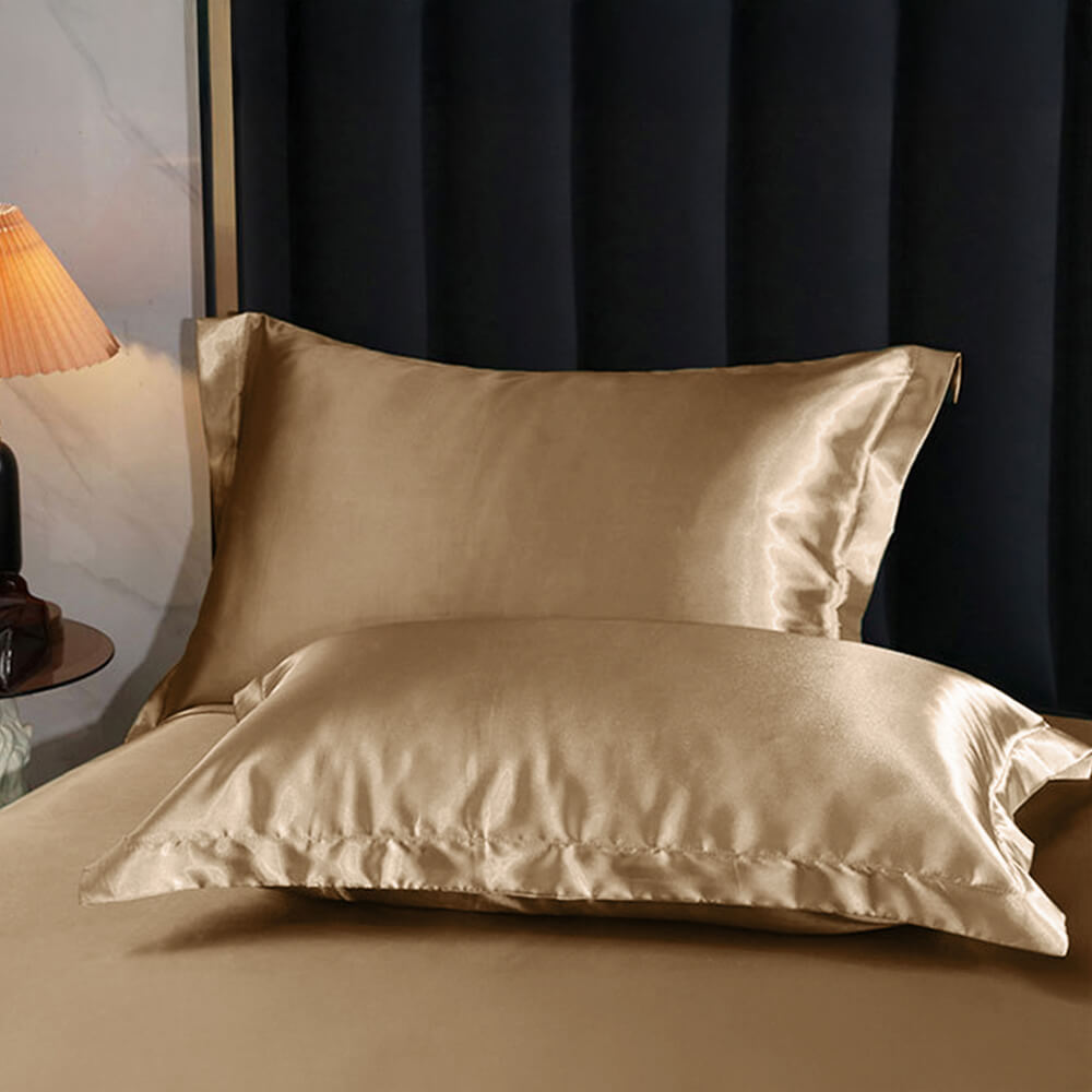 Parure de draps de lit en satin double face brillant luxueux et rafraîchissant