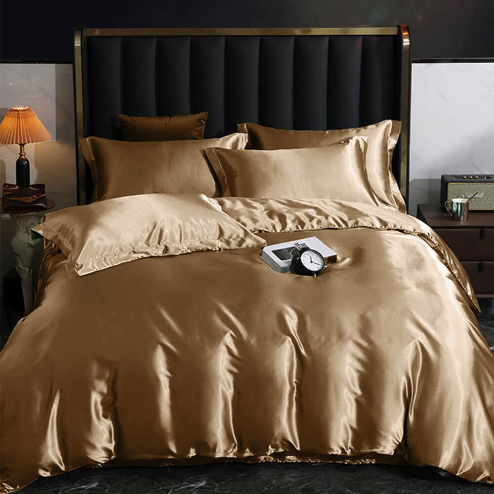 Parure de draps de lit en satin double face brillant luxueux et rafraîchissant