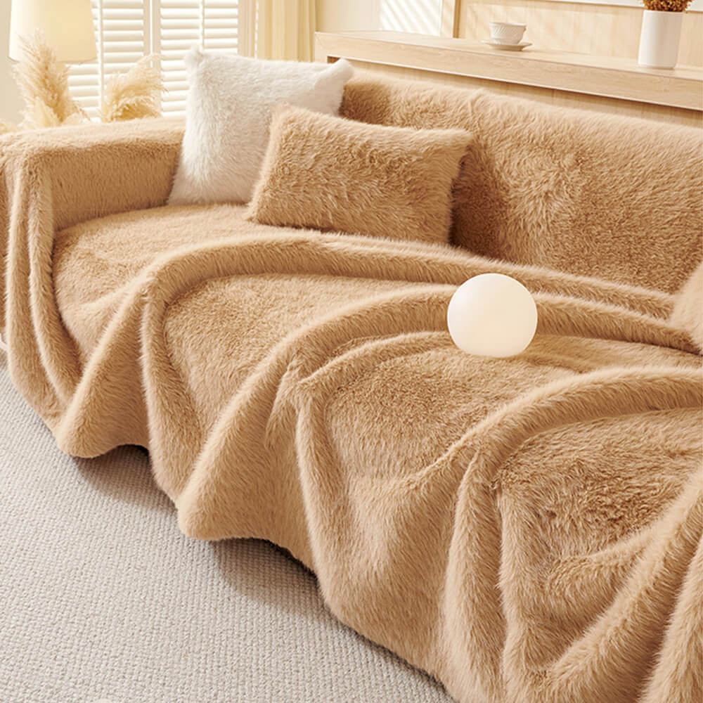 Housse de canapé multifonction en fausse fourrure longue luxueuse douce pour la peau