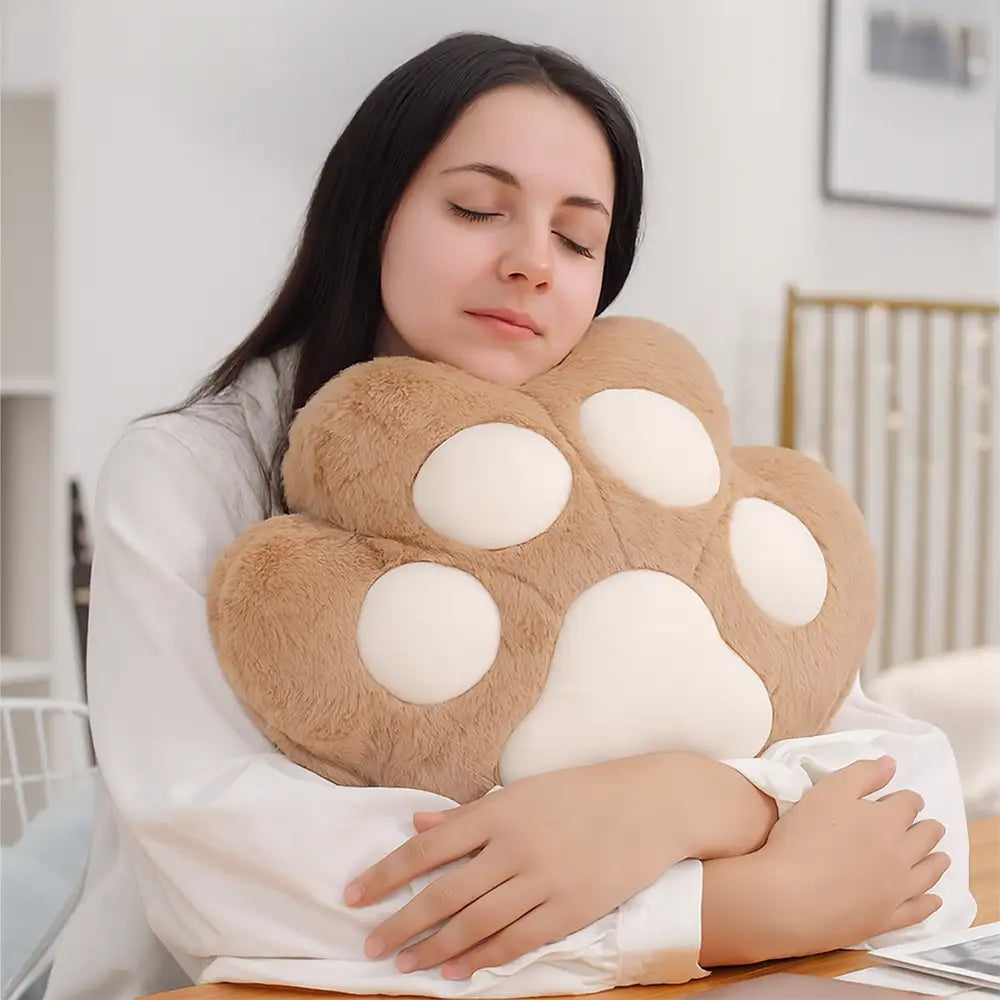 Ensemble coussin en forme de patte de chat multifonction et couverture douce en peluche courte