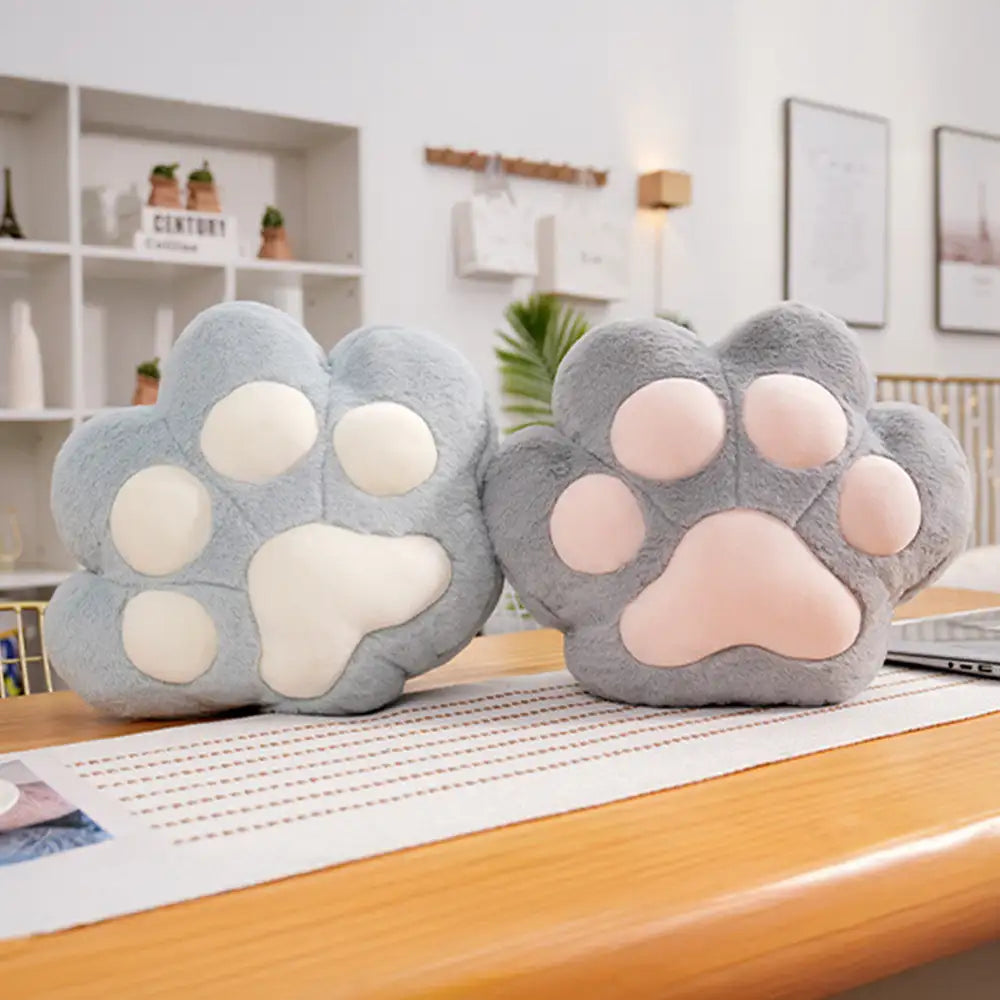 Ensemble coussin en forme de patte de chat multifonction et couverture douce en peluche courte