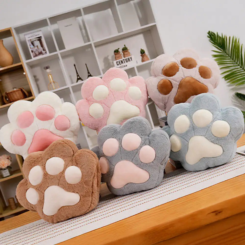 Ensemble coussin en forme de patte de chat multifonction et couverture douce en peluche courte