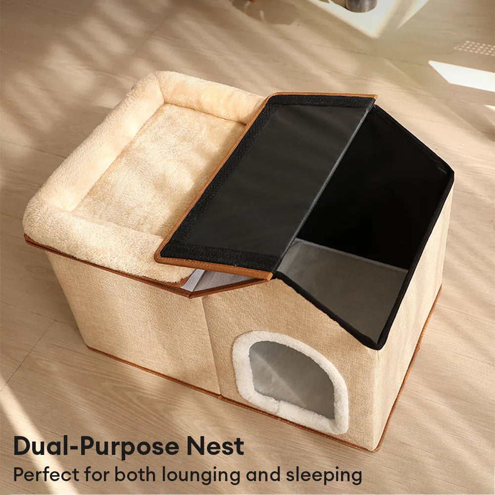Maison pour chat pliable multifonction avec coussin pour dormir et jouer