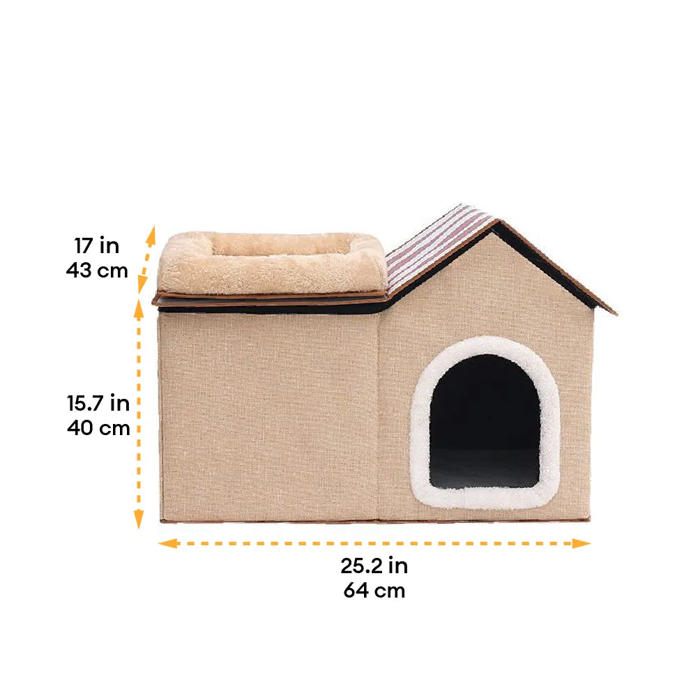 Maison pour chat pliable multifonction avec coussin pour dormir et jouer