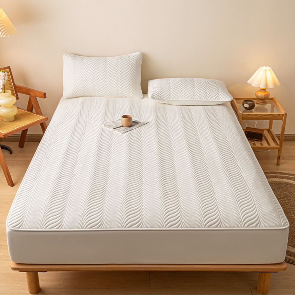 Housse de matelas imperméable matelassée pour animaux avec design à couture zippée