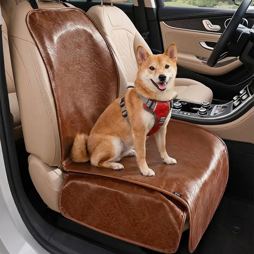 Housse de siège de voiture en faux cuir pour animaux de compagnie - Imperméable et résistant aux taches