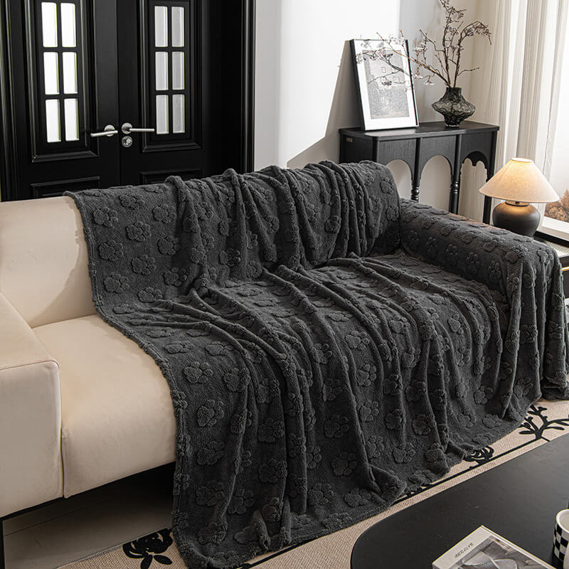 Housse de canapé douce en peluche motif pattes