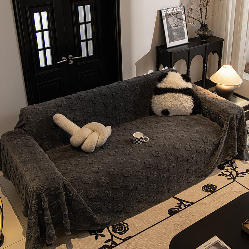 Housse de canapé douce en peluche motif pattes