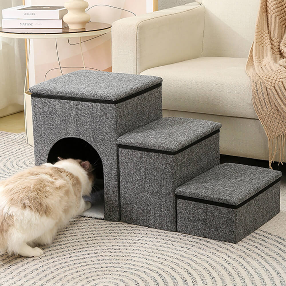 Escalier pour chien pliable multifonction portable avec espace de rangement et maisonnette