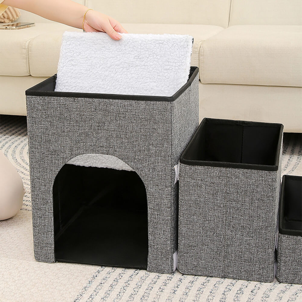 Escalier pour chien pliable multifonction portable avec espace de rangement et maisonnette