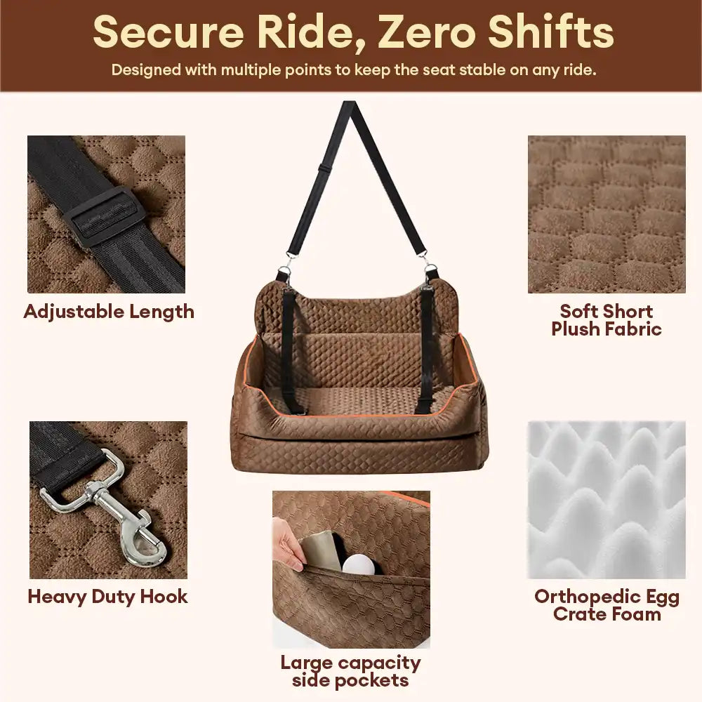 Siège auto rehausseur pour chien grand format portable lavable et sécurisé pour siège arrière