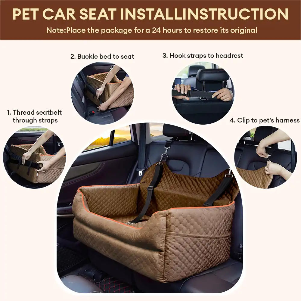 Siège auto rehausseur pour chien grand format portable lavable et sécurisé pour siège arrière