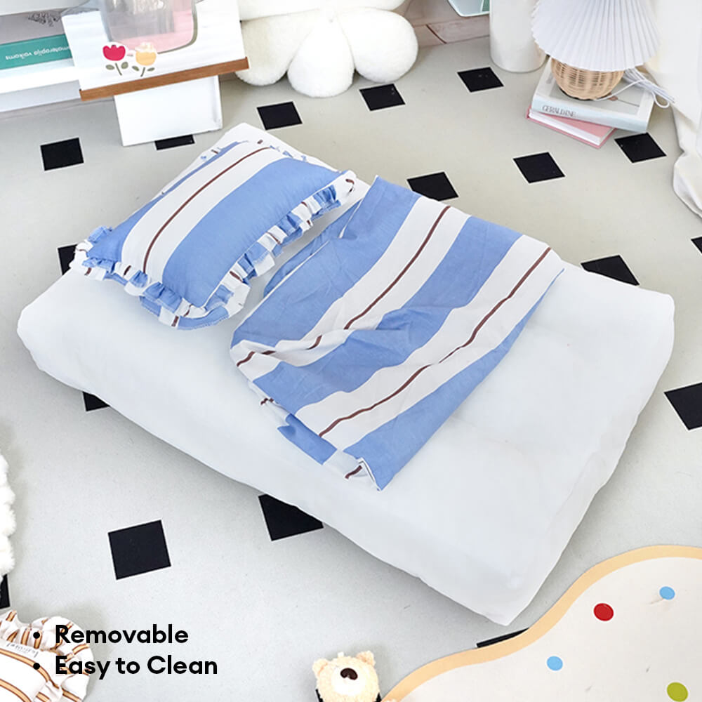 Lit pour chien en coton rayé avec coussin épais et doux