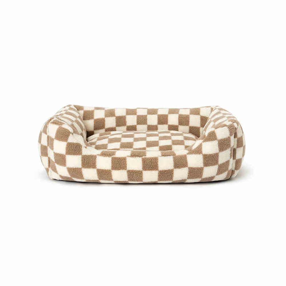 Canapé-lit pour chien amovible lavable en tissu damier élégant et chaleureux