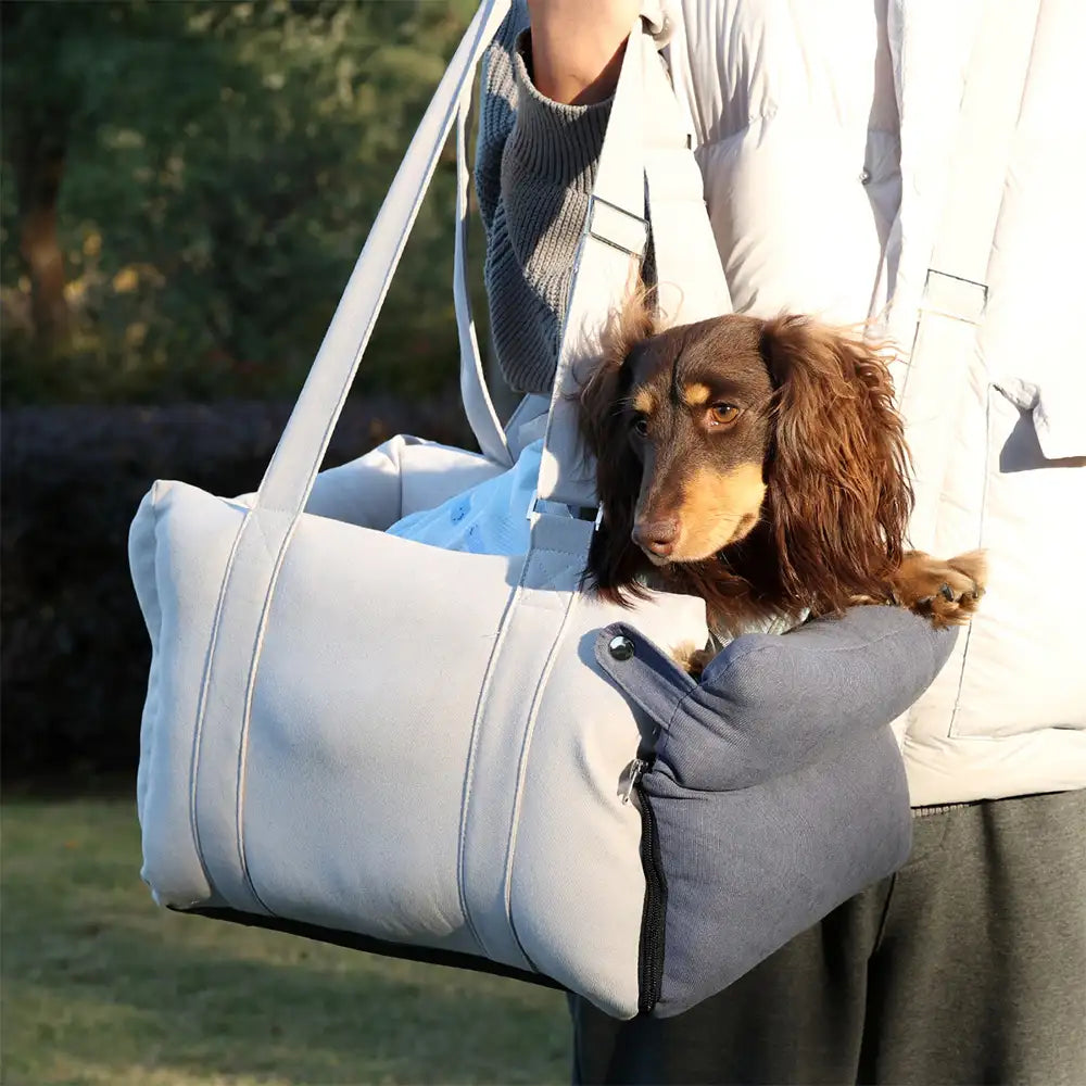 Sac de voyage pour chien à double usage avec doublure épaisse pour siège de voiture et console centrale