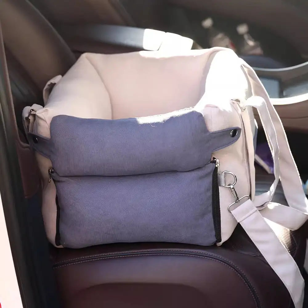 Sac de voyage pour chien à double usage avec doublure épaisse pour siège de voiture et console centrale