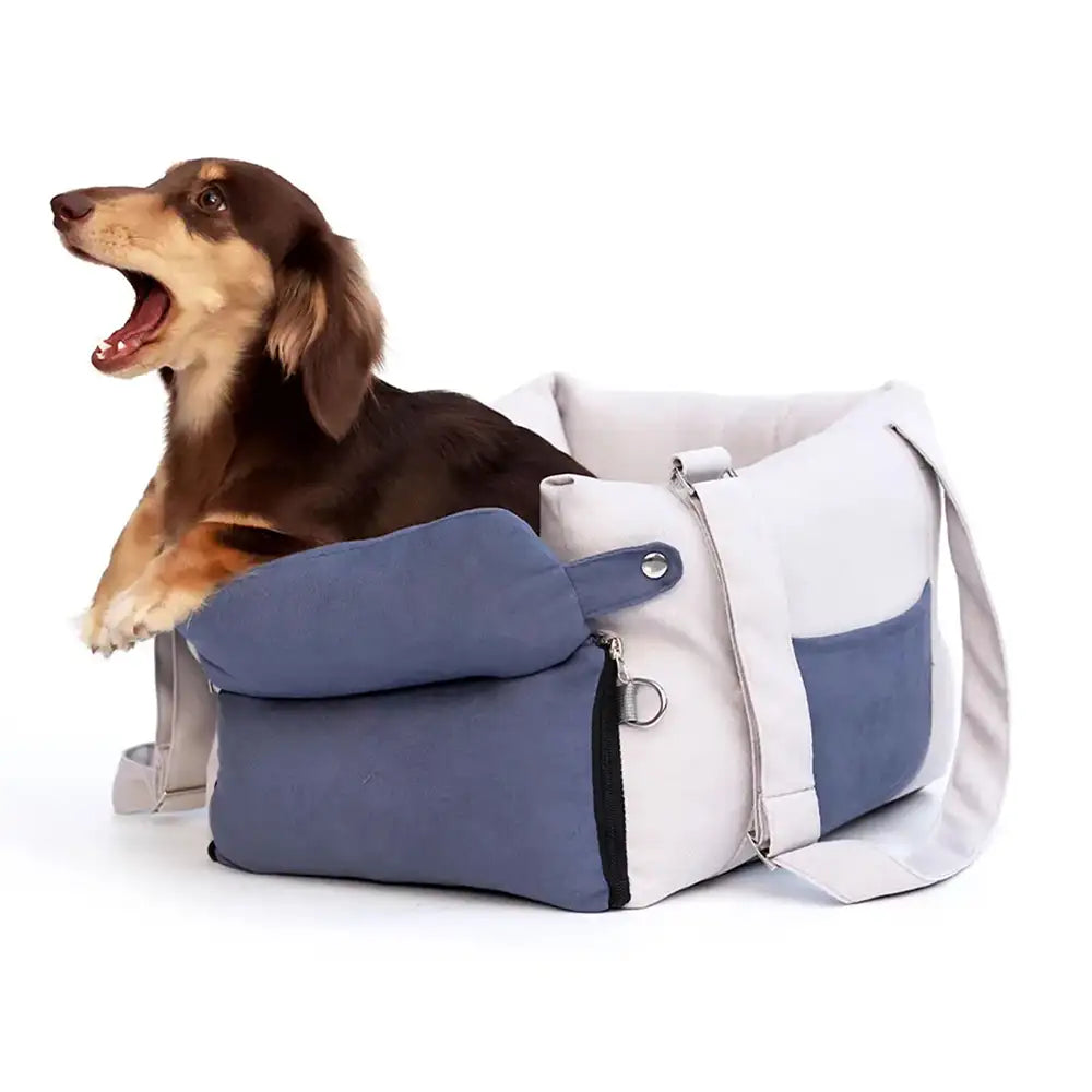 Sac de voyage pour chien à double usage avec doublure épaisse pour siège de voiture et console centrale