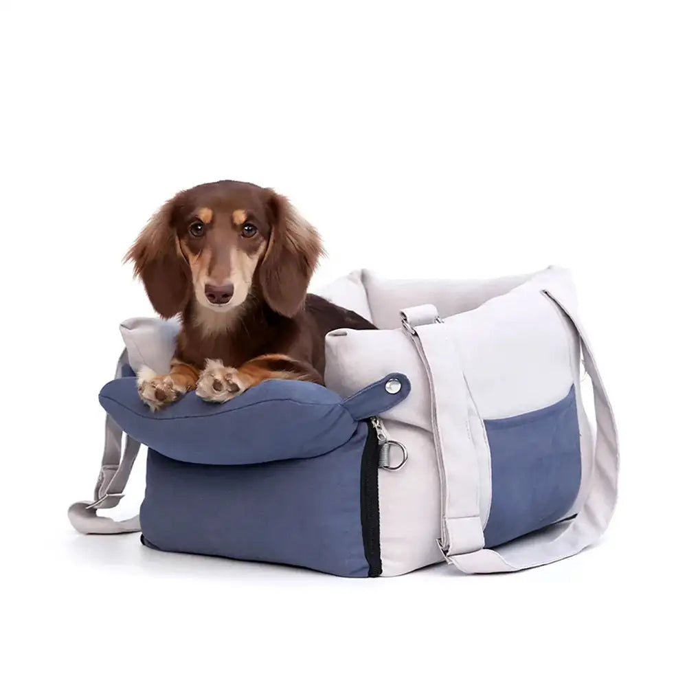 Sac de voyage pour chien à double usage avec doublure épaisse pour siège de voiture et console centrale