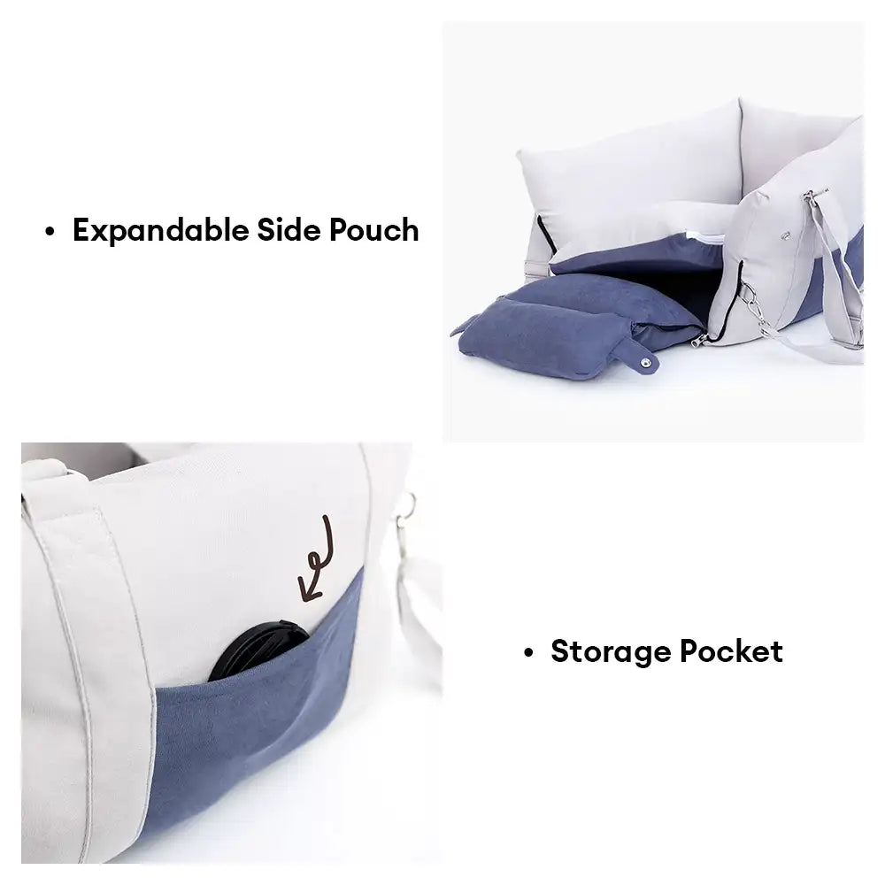 Sac de voyage pour chien à double usage avec doublure épaisse pour siège de voiture et console centrale