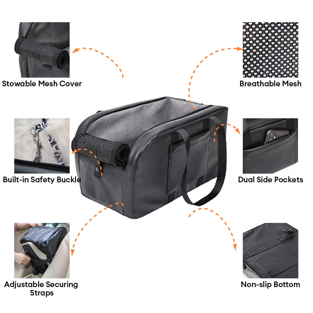 Siège auto détachable surélevé pour petits chiens console centrale