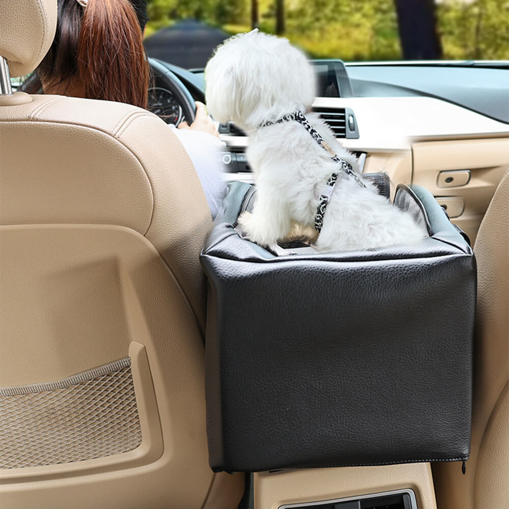 Siège auto détachable surélevé pour petits chiens console centrale