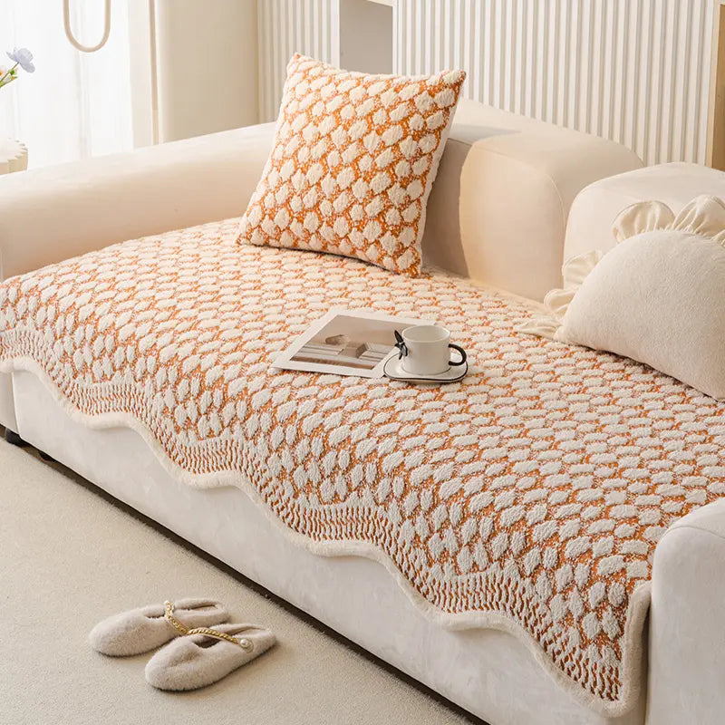 Housse de canapé en chenille style vintage classique résistante aux éraflures