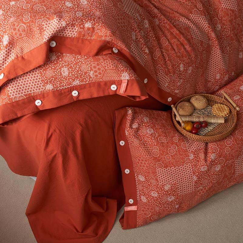 Parure de lit en coton doux style patchwork vintage avec housse de couette