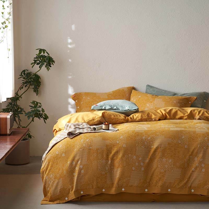 Parure de lit en coton doux style patchwork vintage avec housse de couette