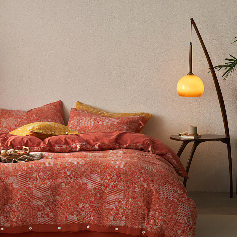 Parure de lit en coton doux style patchwork vintage avec housse de couette