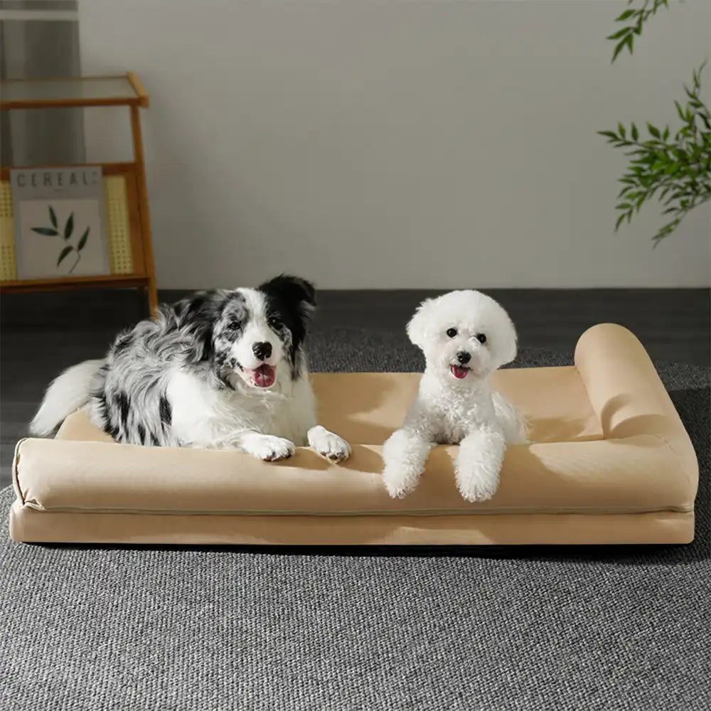 Lit orthopédique en mousse à mémoire étanche avec côtés en L pour grand chien
