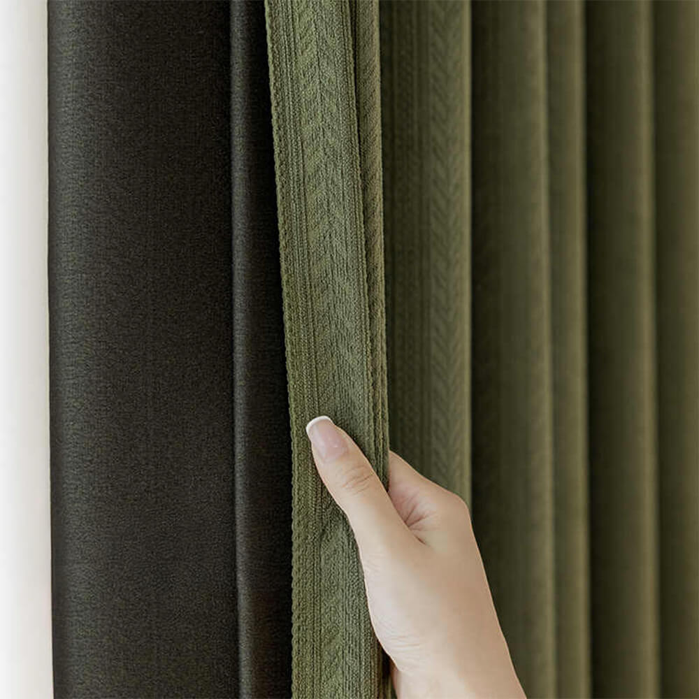 Rideaux occultants insonorisants en chenille douce jacquard de blé épais