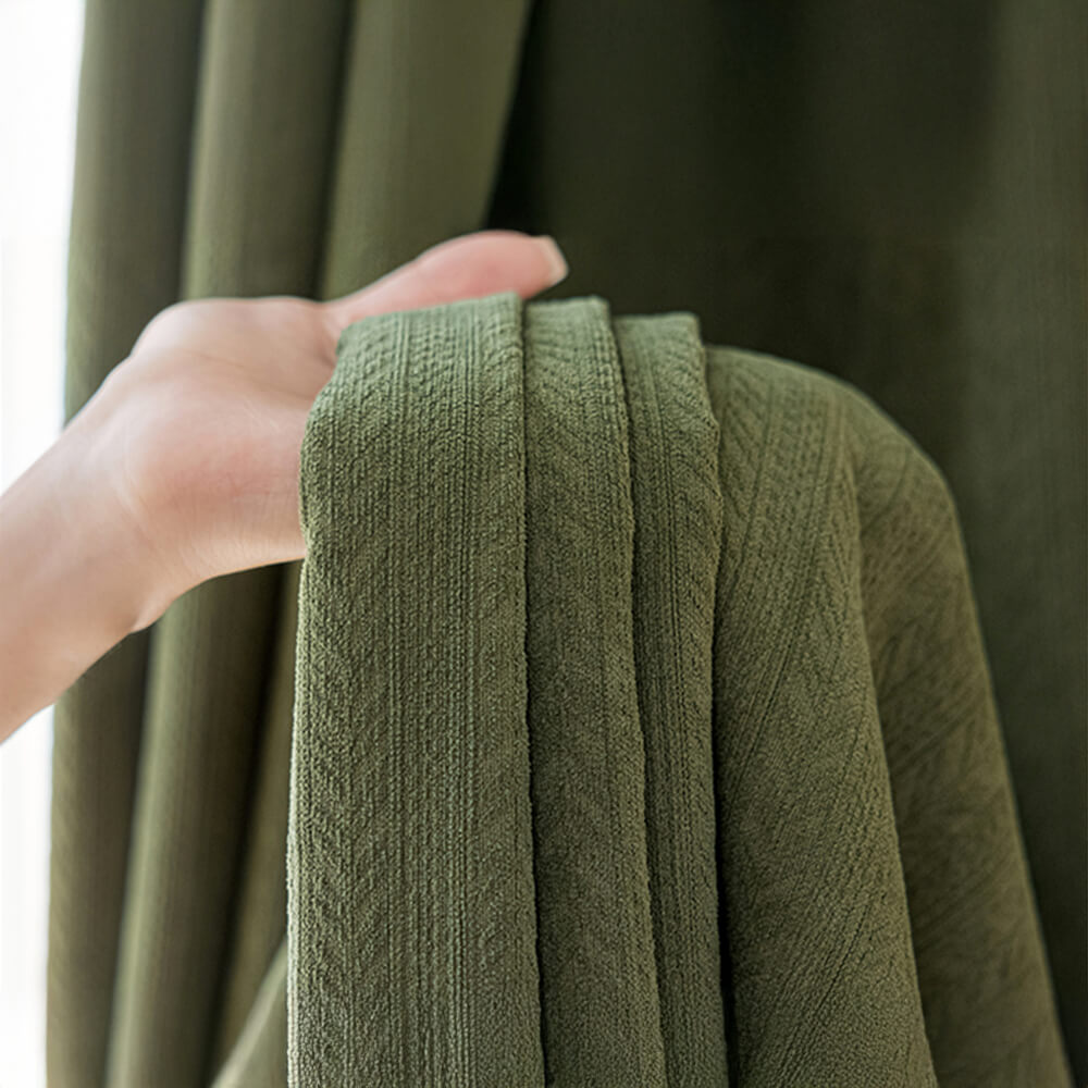 Rideaux occultants insonorisants en chenille douce jacquard de blé épais