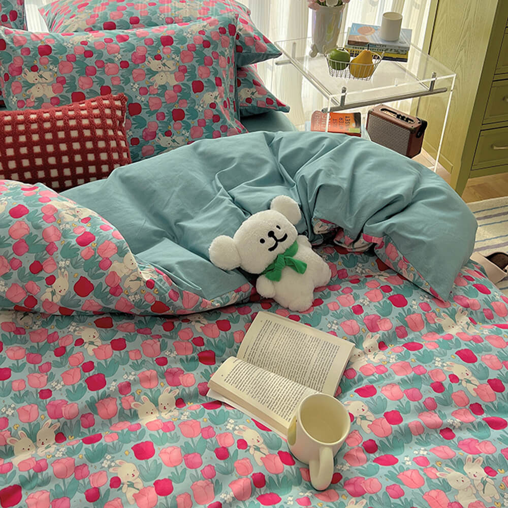 Parure de draps en coton floral respirant