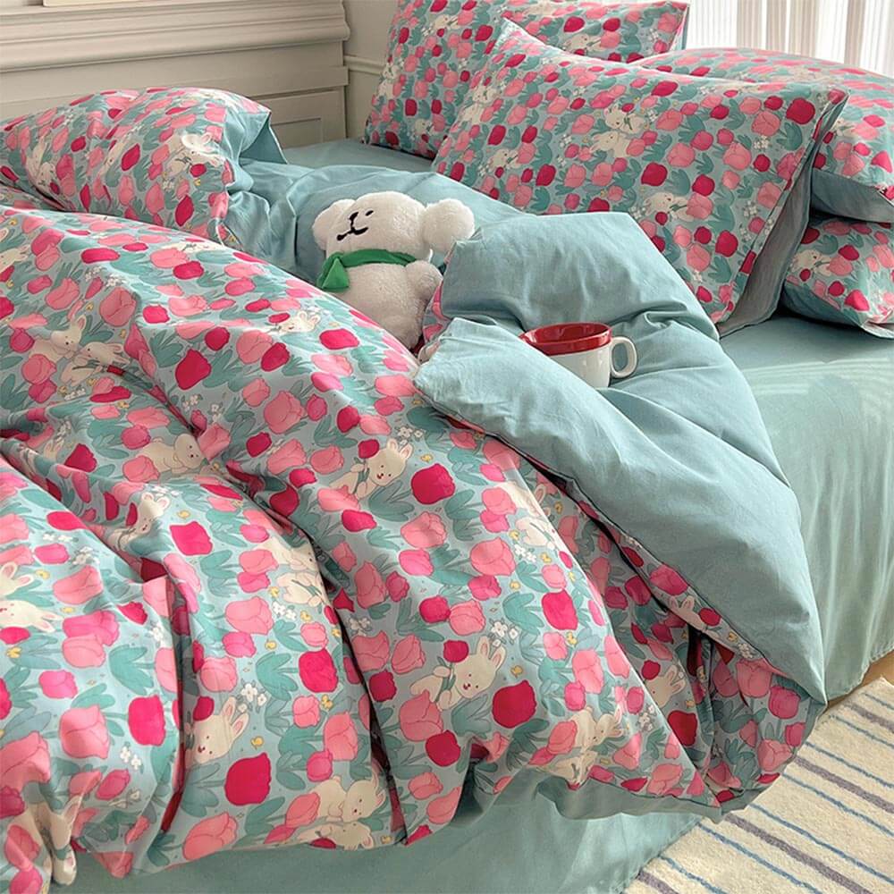 Parure de draps en coton floral respirant