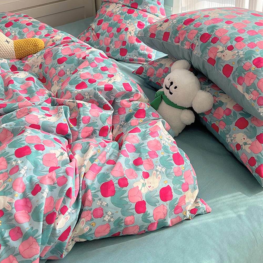 Parure de draps en coton floral respirant