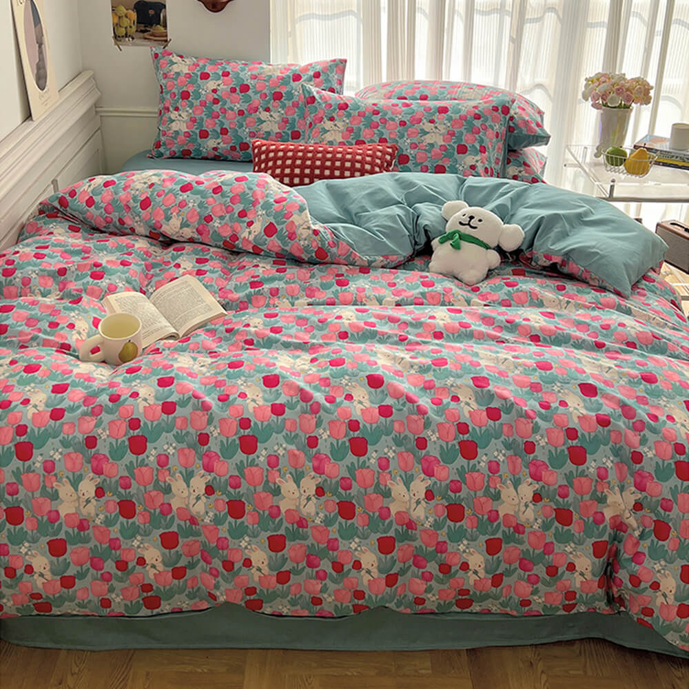 Parure de draps en coton floral respirant