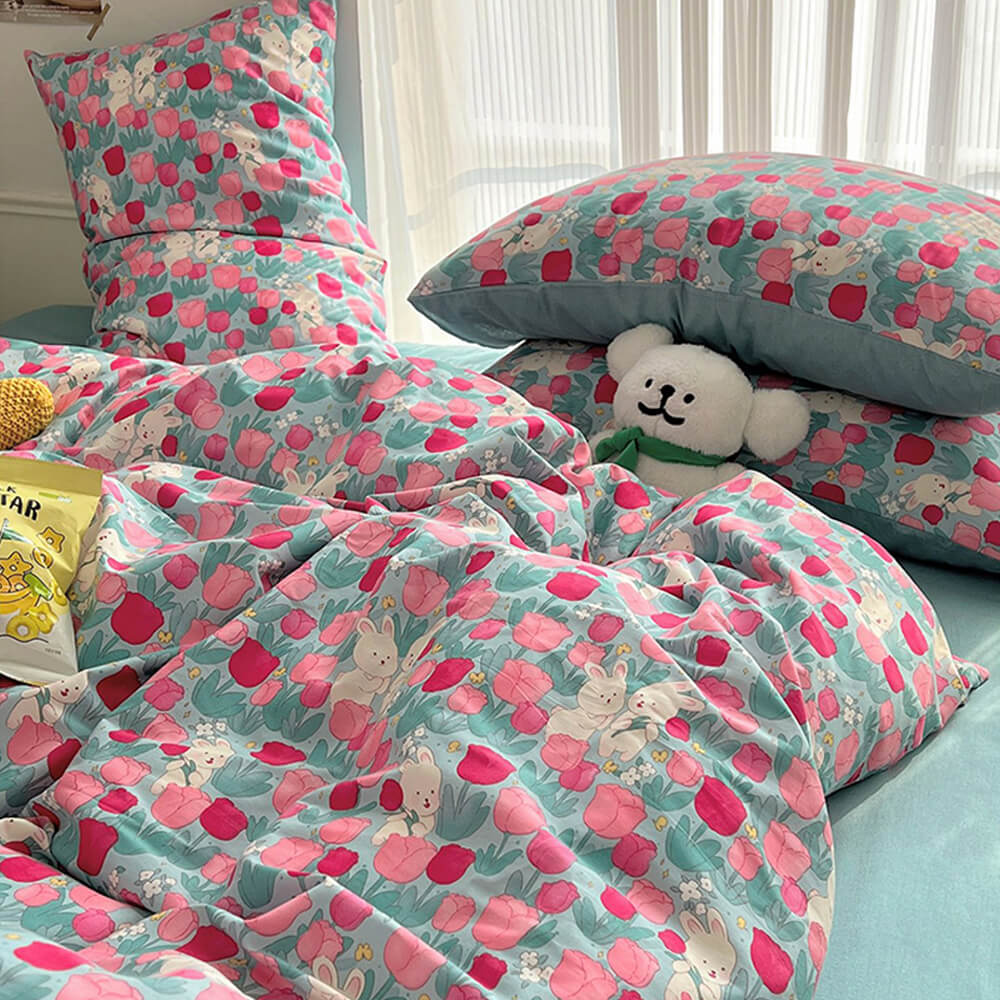 Parure de draps en coton floral respirant