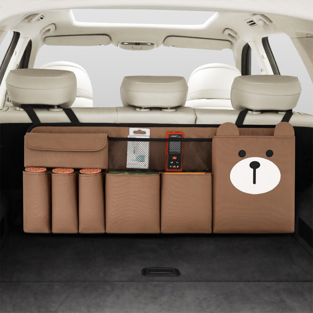L&P Car Design Sac De Rangement Coffre Voiture – Grand Format, Fixation Velcro Solide, Noir