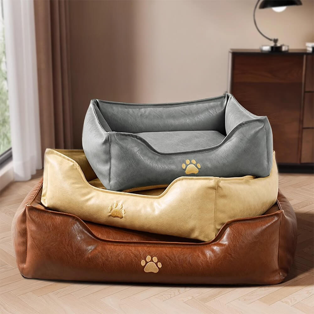 Lit pour chien en simili cuir luxueux imperméable et amovible