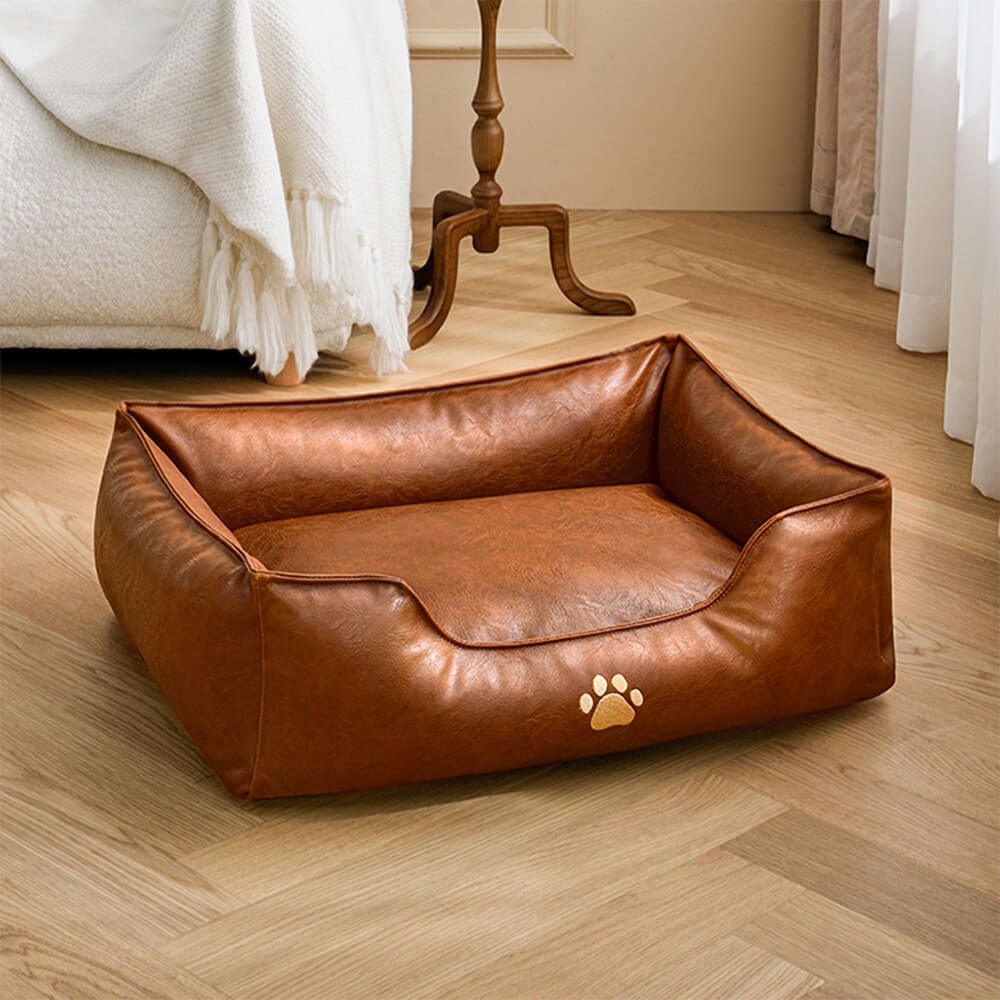 Lit pour chien en simili cuir luxueux imperméable et amovible