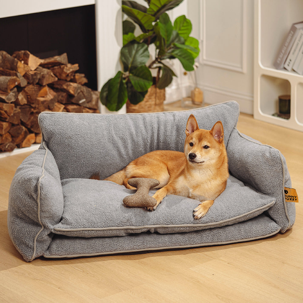 Couverture du Lit - Canapé-lit rayé tendance en fausse laine d'agneau double couche