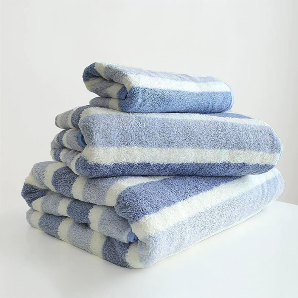 Serviette de bain rayée pour chien et chat absorbante à séchage rapide épaissie et douce