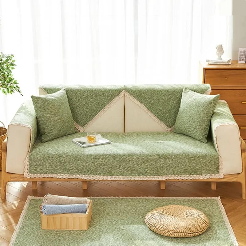 Housse de canapé en coton lin tissée à la main antidérapante pour toutes les saisons