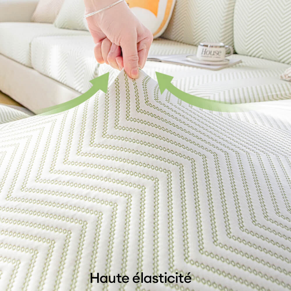 Housse de canapé d'angle en soie glacée extensible pour protection complète du sofa