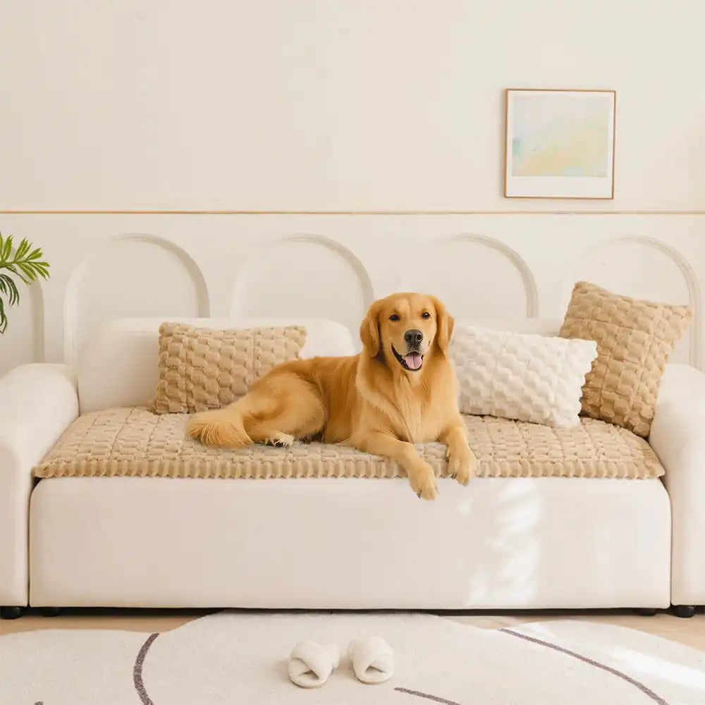 Matelas pour animaux en peluche épaisse motif nid d’abeille housse de canapé décorative douce