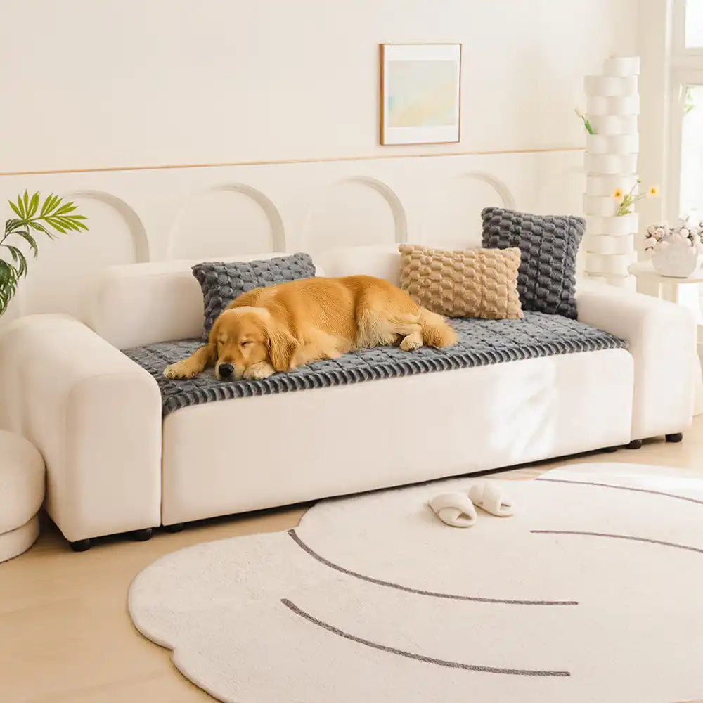Matelas pour animaux en peluche épaisse motif nid d’abeille housse de canapé décorative douce