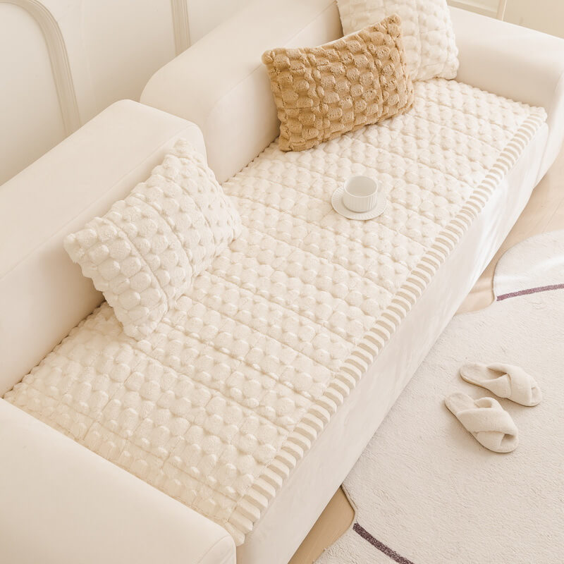 Matelas pour animaux en peluche épaisse motif nid d’abeille housse de canapé décorative douce