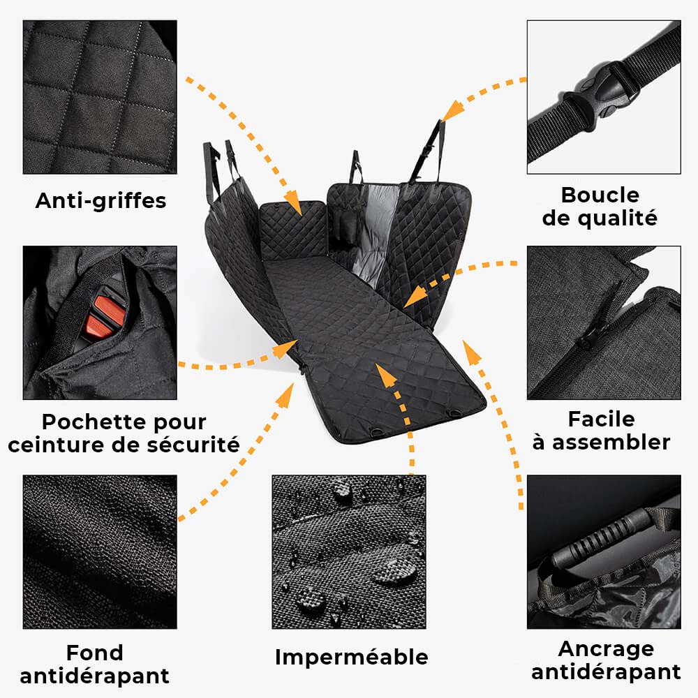 Housse de siège de protection voiture multifonctionnelle pour chien en tissu Oxford