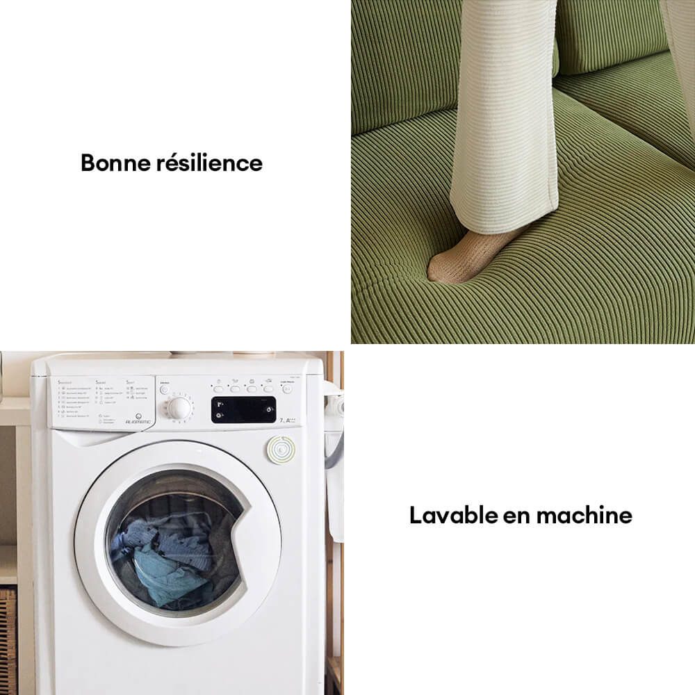 Housse de canapé extensible velours côtelé anti-rayures à rayures verticales